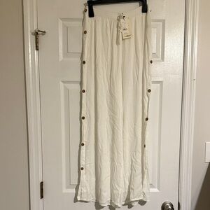 Chic White Button-Down Coverup pants